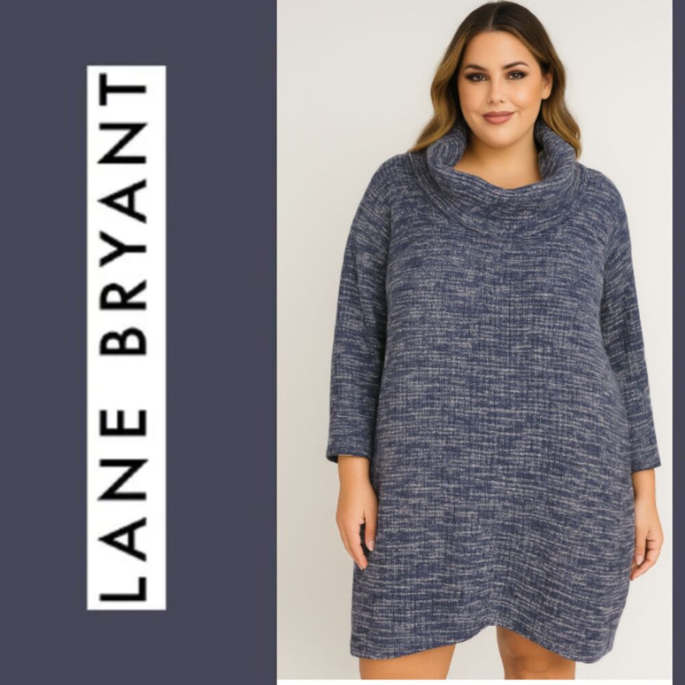 Lane Bryant Tweed Cowl Neck Poncho Sweater